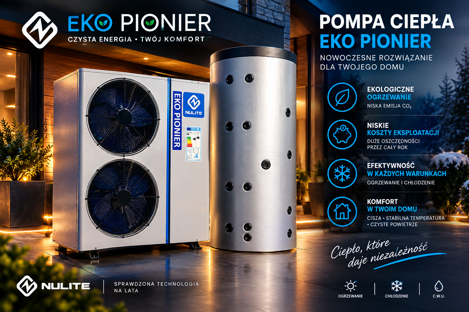 Zestaw: pompa ciepła 14 kW + bojler 300 l